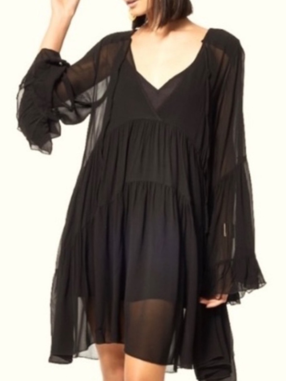 Young Fabulous & Broke Black Sheer Midi Dress